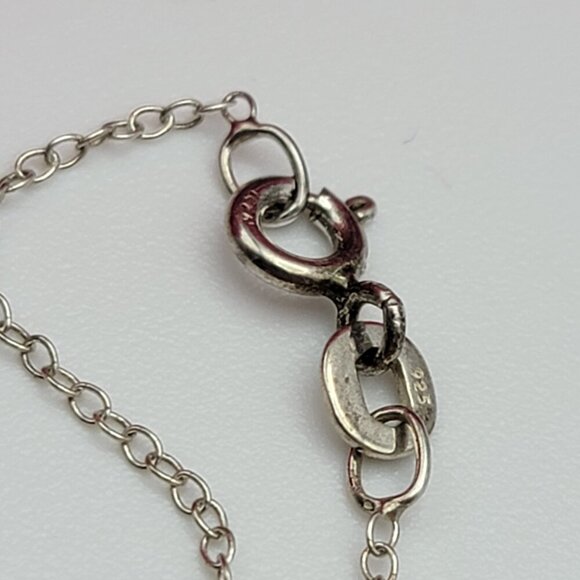 Vintage Sterling Silver Mother Or Pearl Flip Flops Necklace 18" Spring Ring - Picture 5 of 7